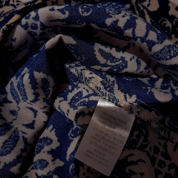 Umgee | Cream & navy blue patterned short front long back dress - Picture 14 of 14